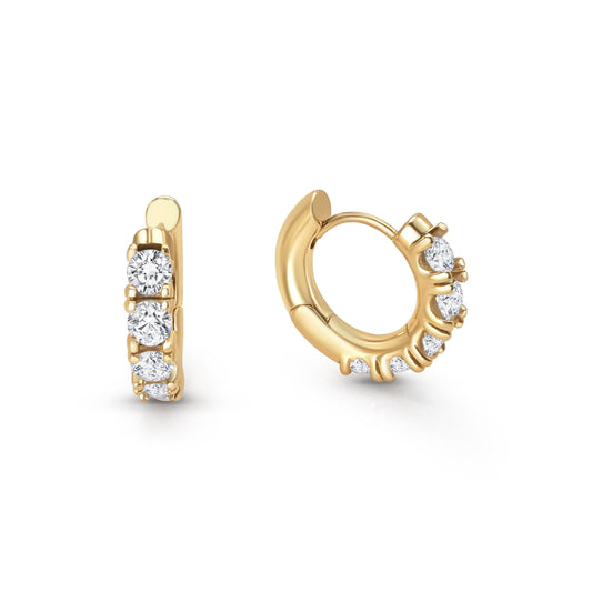 14K Gold Plated Cubic Zirconia Hoop Earrings| Lightweight Hoops| Small Huggie Hoops for Women