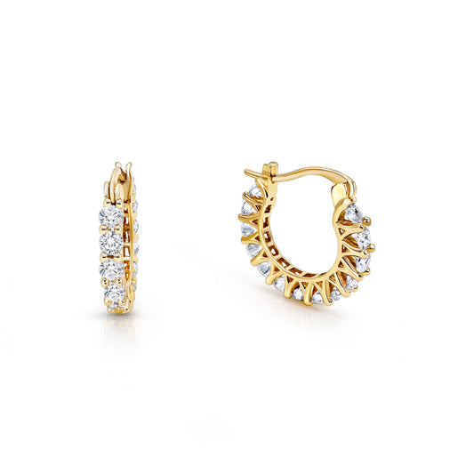 14K Gold Plated Hoop Earrings with Sparkling Cubic Zirconia| 20mm Elegant Women's Hoops