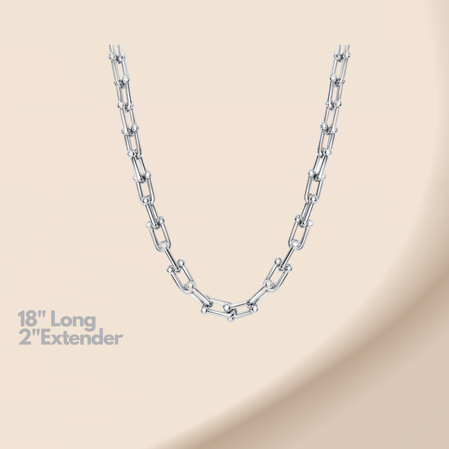 White Gold-Plated Lock Link Necklace